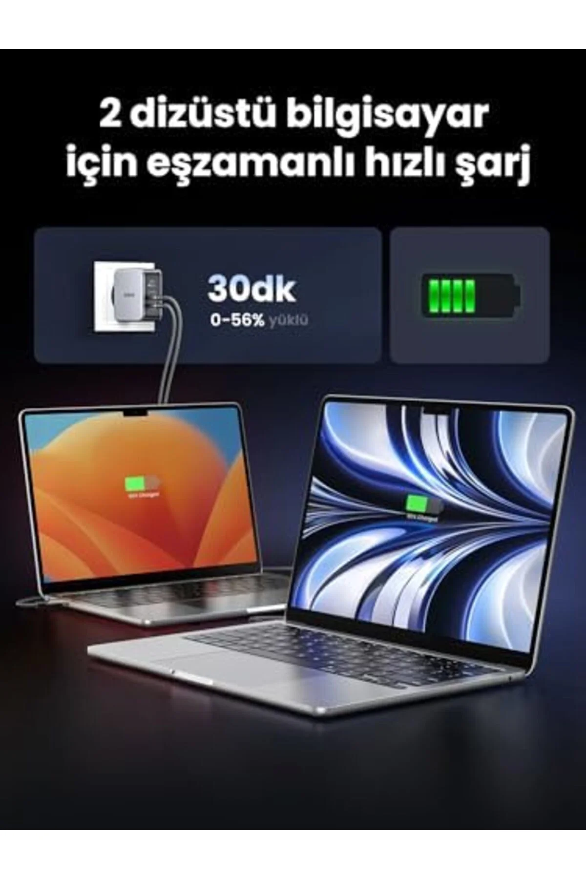 mhtshop Nexode 140W USB Type-C QC 4.0 PD 3.1 GaN 3 Portlu Hızlı Ş