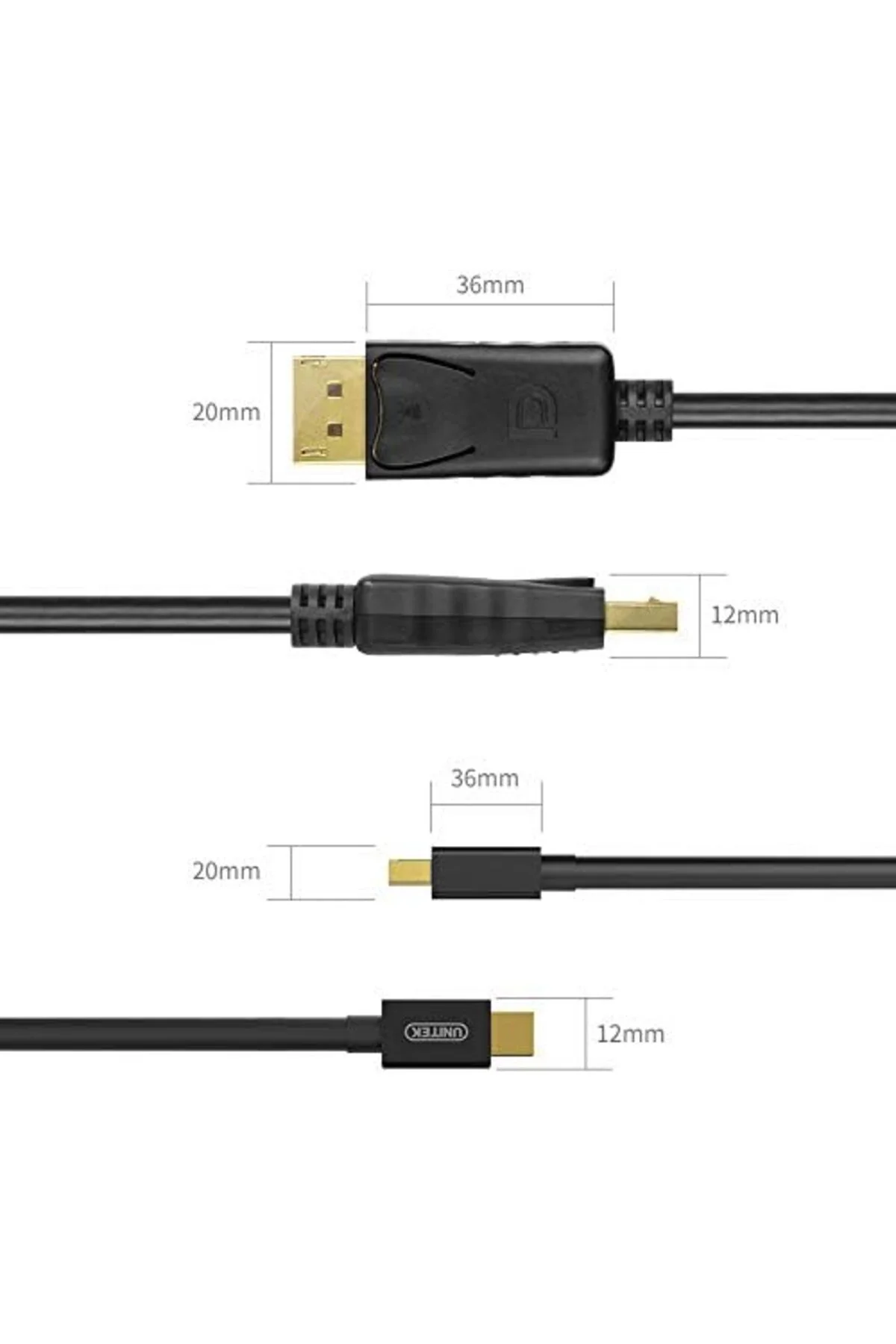 mhtshop UNITEK Y-C612BK Mini Ekran Portu/Ekran Portu Kablo m/3 m 