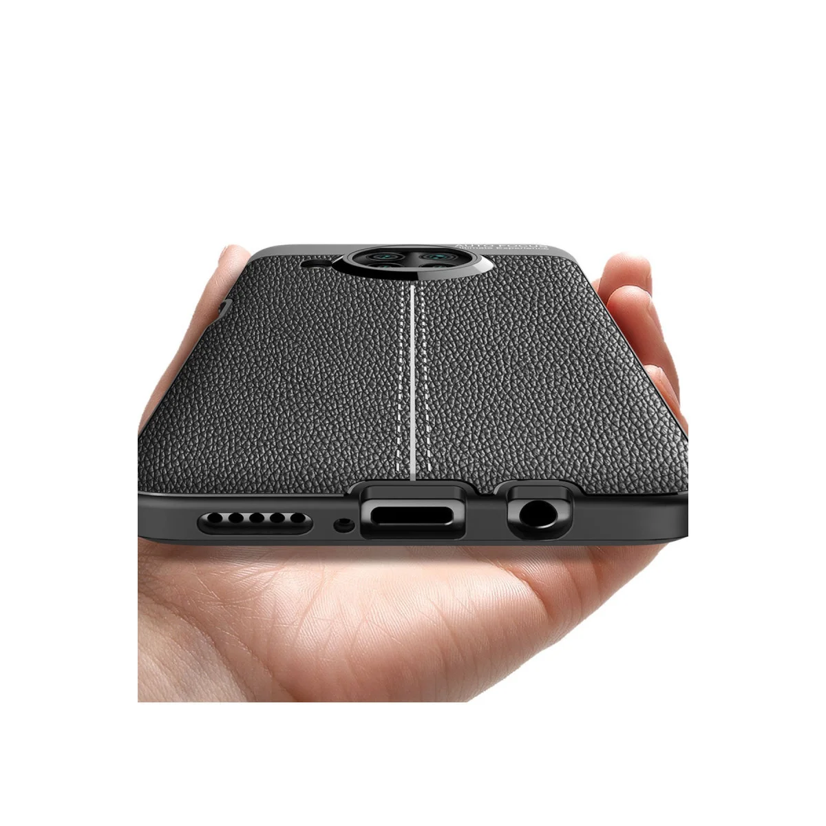 Mi 10T Lite Auto Focus Kapak - Kırmızı Deri Dokulu TPU Kalkan