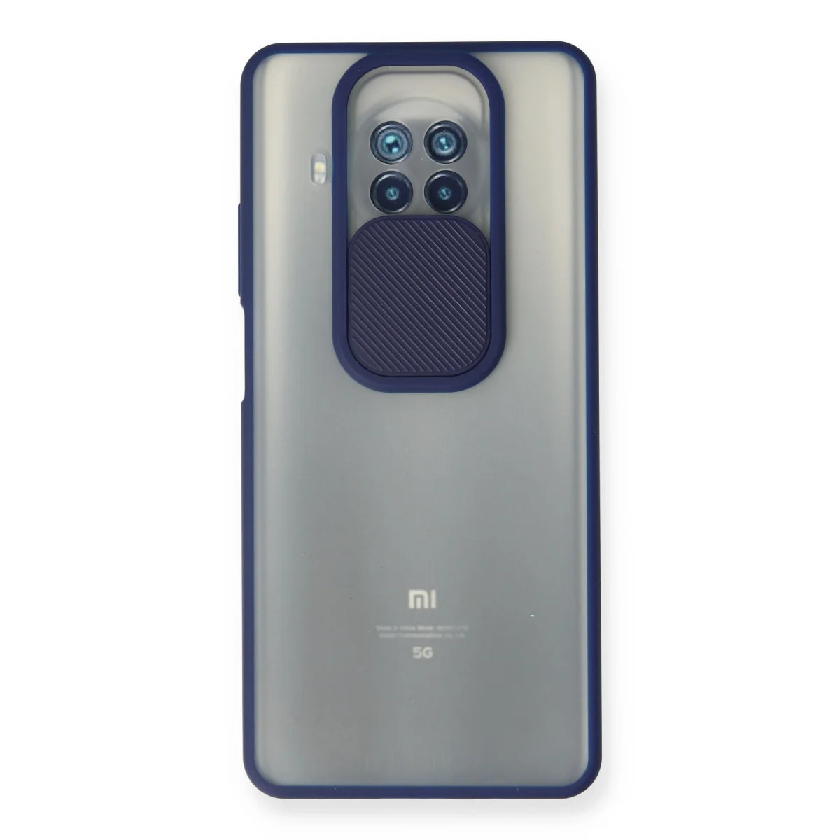 Mi 10T Lite Kamera Sürgülü Palm Buzlu Silikon Kılıf - Lacivert