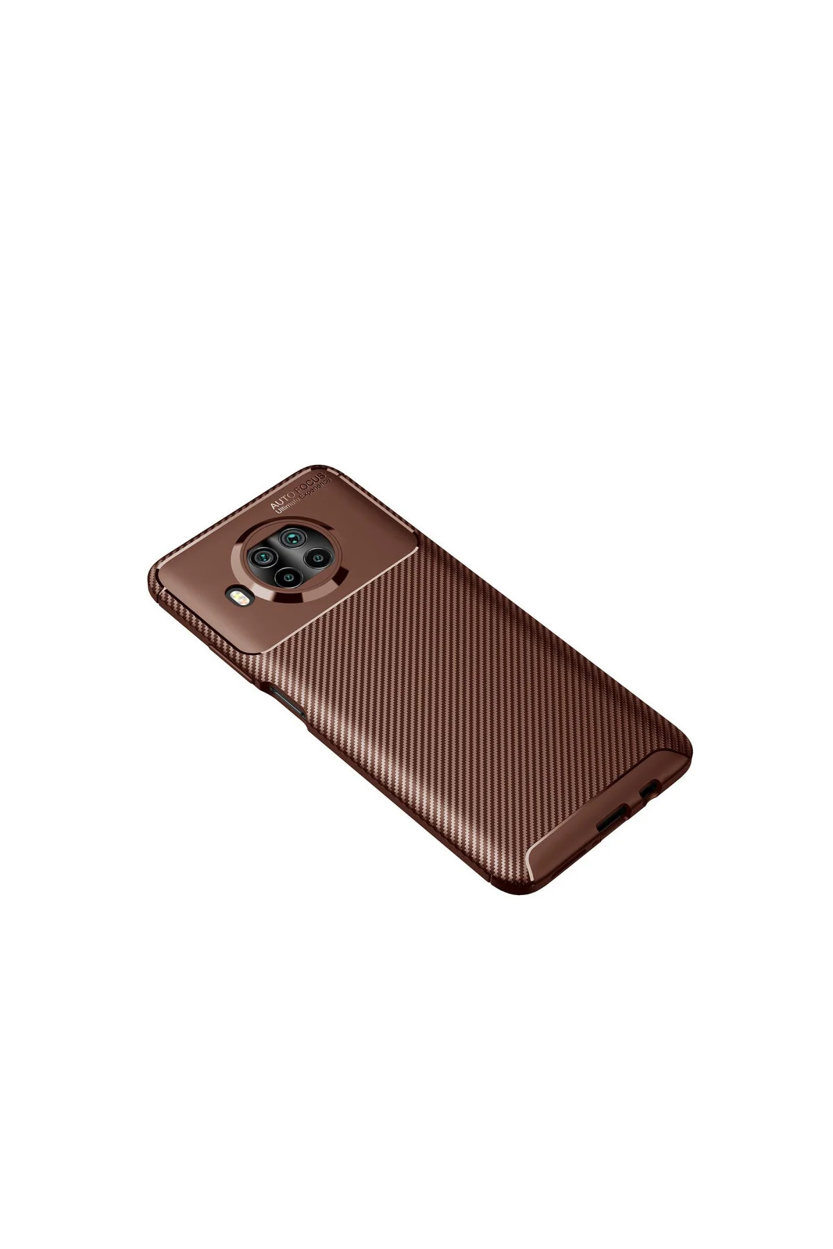 Mi 10T Lite Kılıf Auto Focus Karbon Kapak - Kahverengi