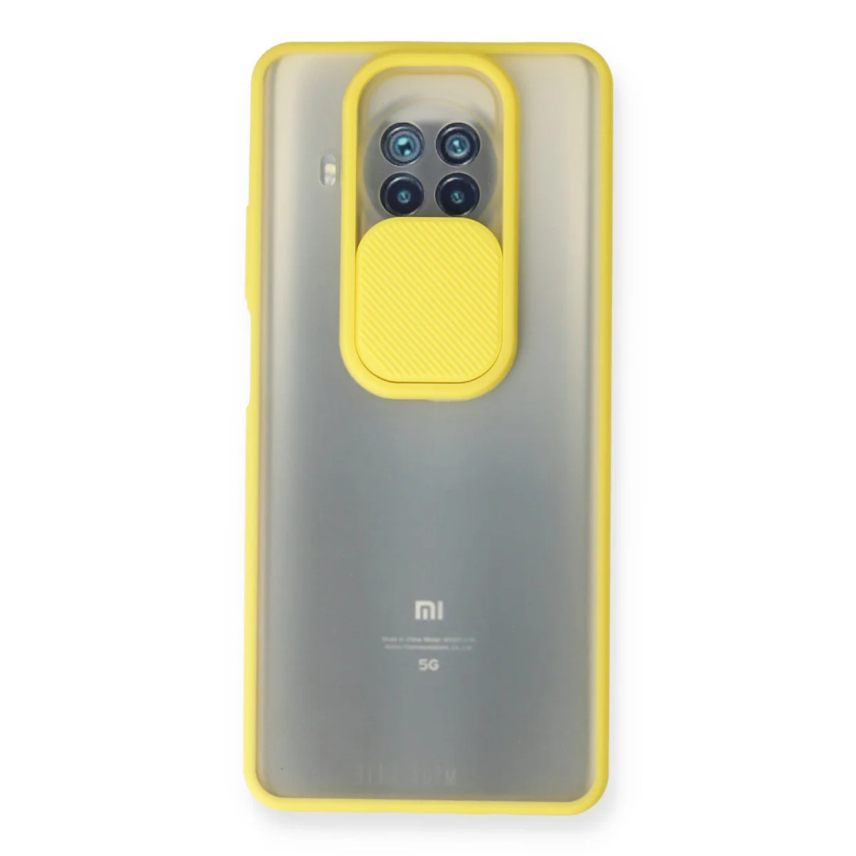 Mi 10T Lite Kılıf - Palm Buzlu Kamera Sürgülü Silikon Kılıf - Sarı