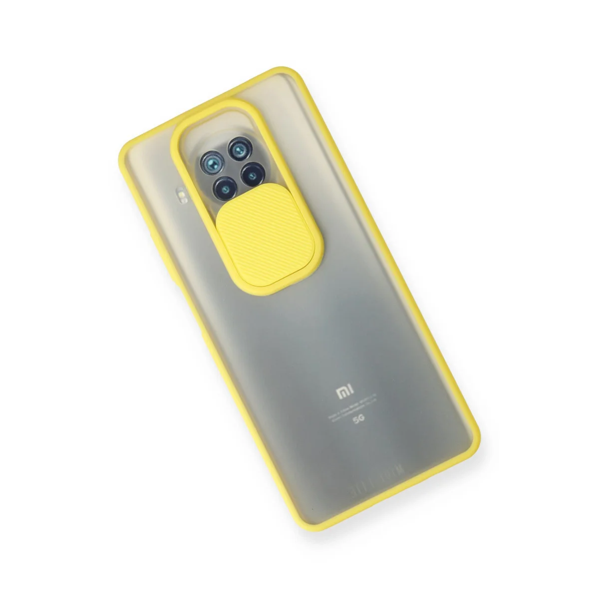 Mi 10T Lite Kılıf - Palm Buzlu Kamera Sürgülü Silikon Kılıf - Sarı