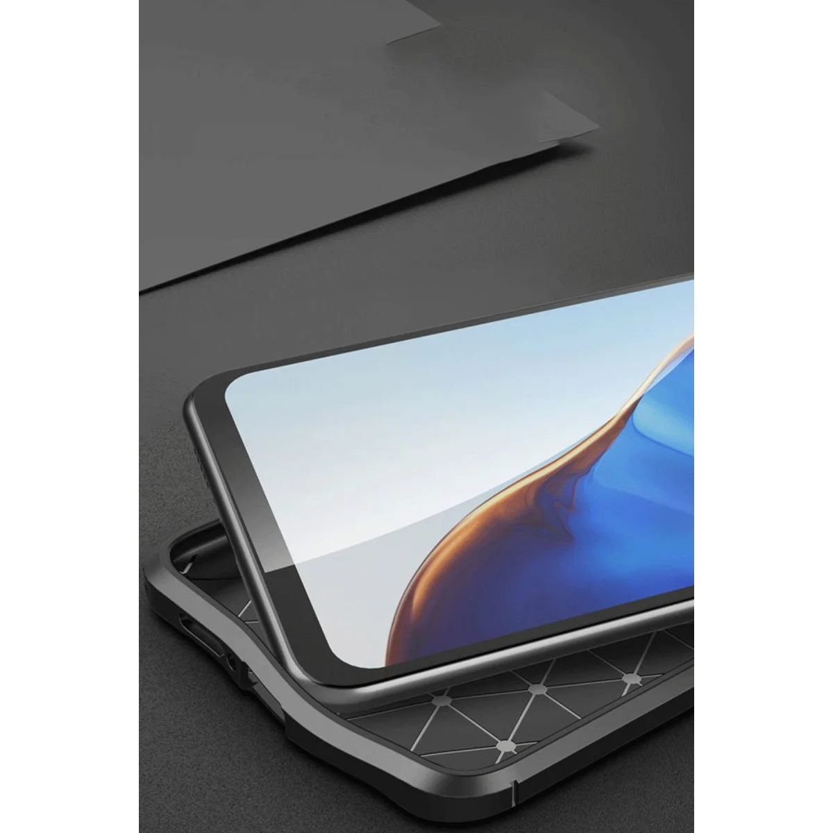 Mi 10T Pro Auto Focus Kılıf - Kırmızı TPU Deri Dokulu Premium Koruma