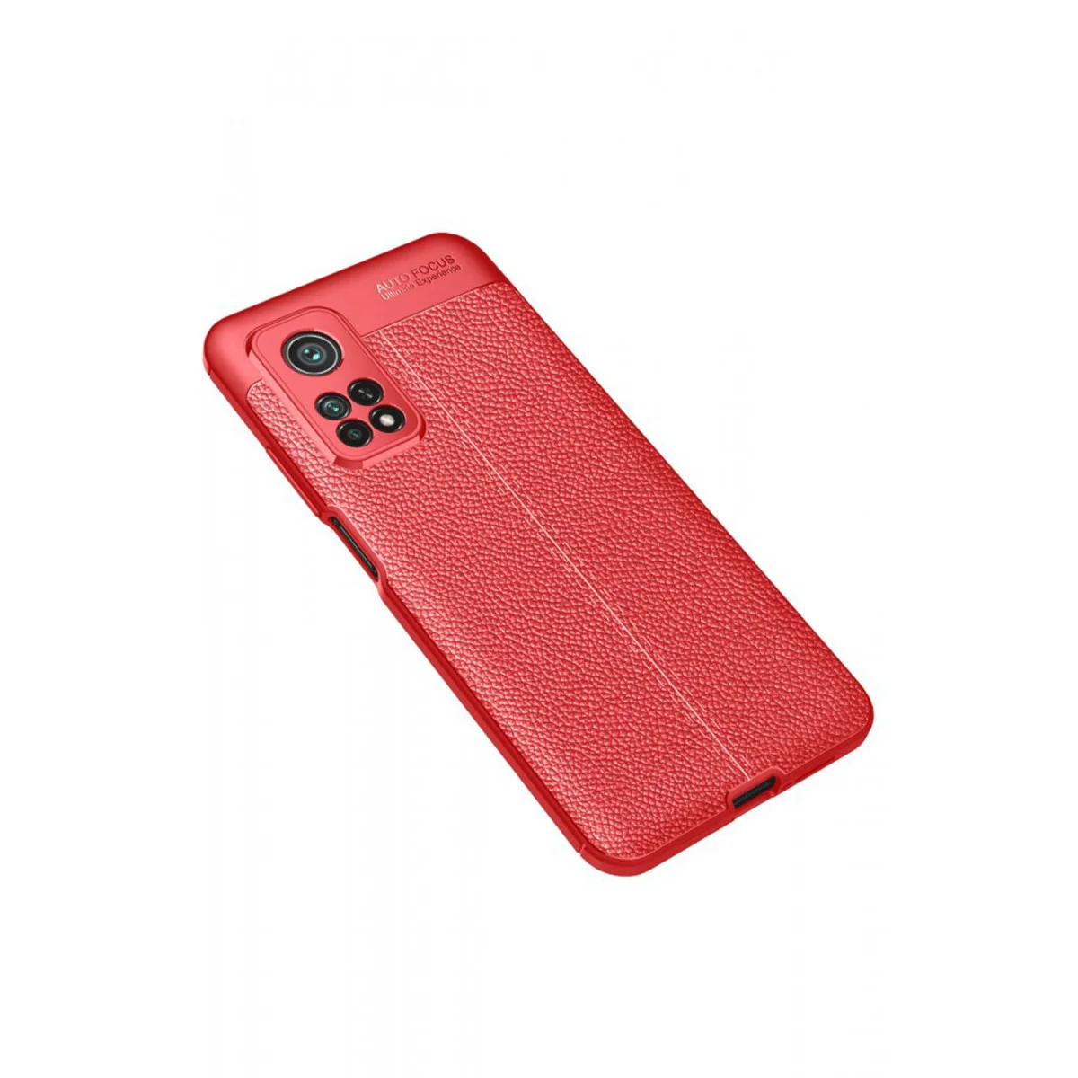 Mi 10T Pro Auto Focus Kılıf - Kırmızı TPU Deri Dokulu Premium Koruma