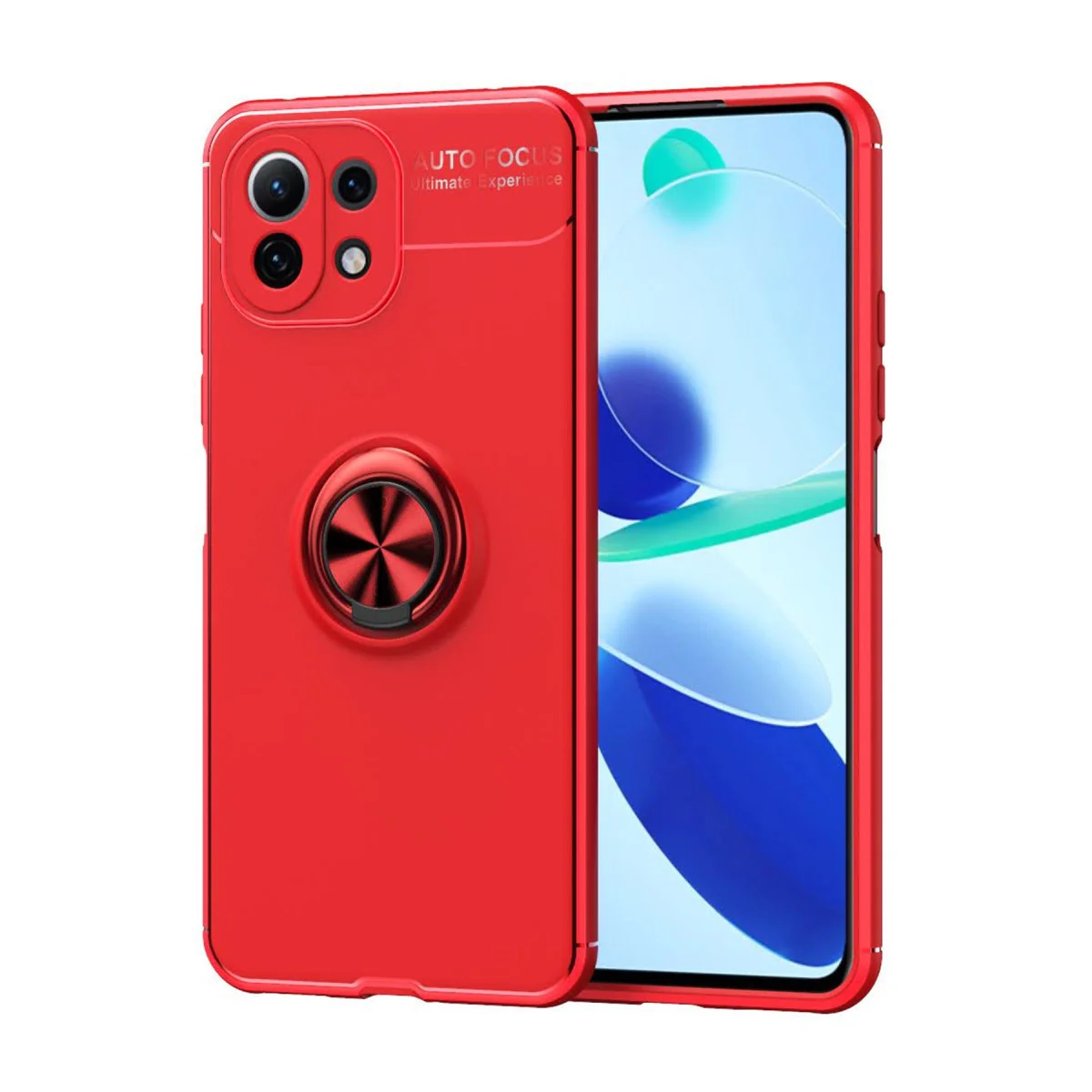 Mİ 11 Lite Premium Silikon Kılıf - Range Yüzüklü (Kırmızı)