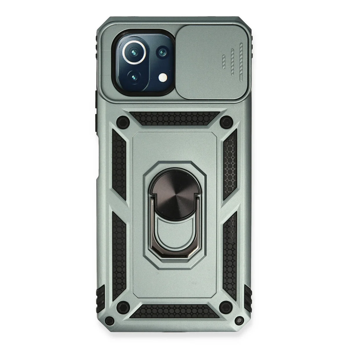 Mi 11 Lite Silikon Kılıf - Lens Korumalı, Çizilmez ve Standlı Yeşil