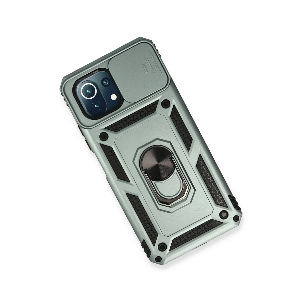 Mi 11 Lite Silikon Kılıf - Lens Korumalı, Çizilmez ve Standlı Yeşil