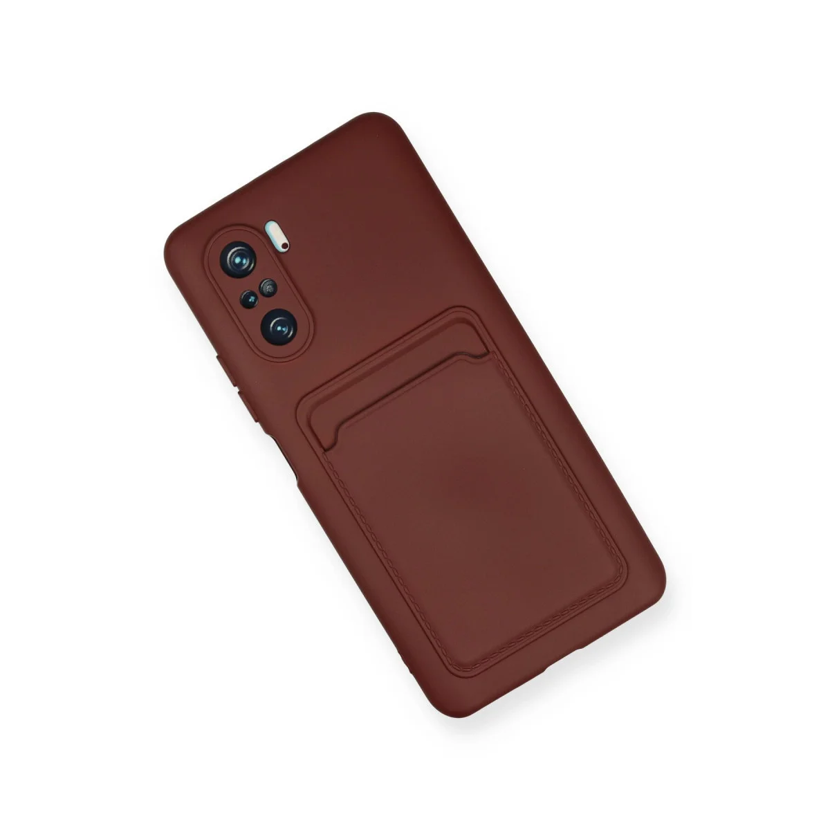 Mi 11i Kartvizitli Silikon Kılıf - Bordo (Soft-touch, Darbe Koruma ve Suede İç)
