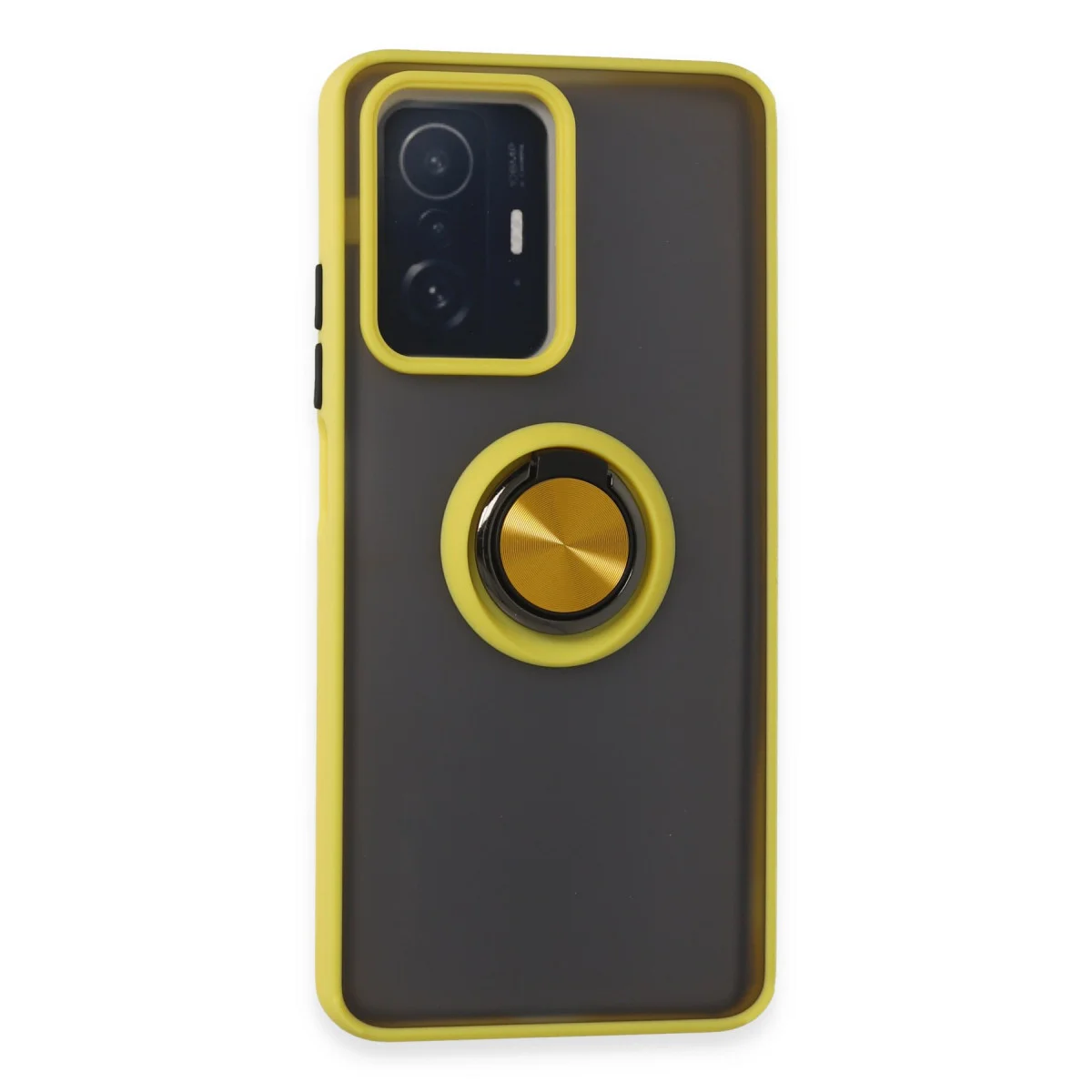 Mi 11T Pro Montreal Yüzüklü Silikon Kılıf - Sarı - Tam Koruma ve Stand Özelliği