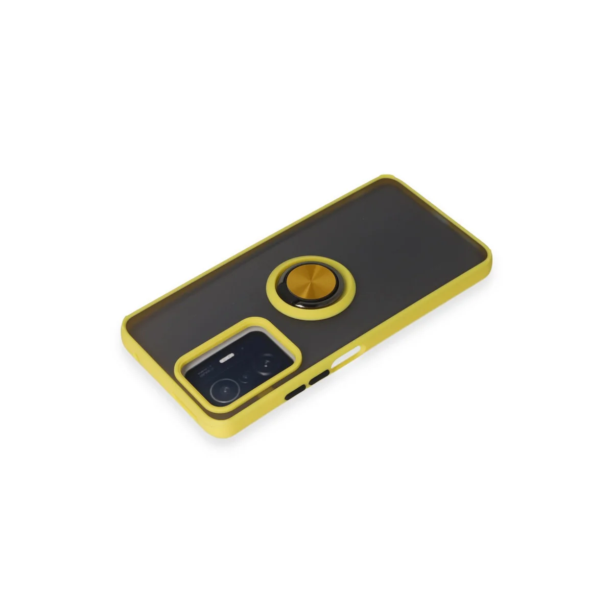 Mi 11T Pro Montreal Yüzüklü Silikon Kılıf - Sarı - Tam Koruma ve Stand Özelliği