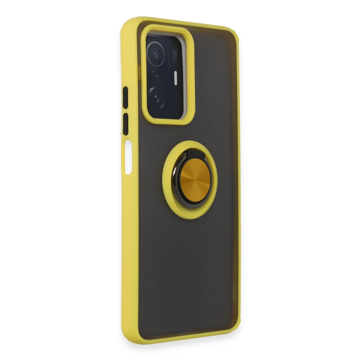 Mi 11T Pro Montreal Yüzüklü Silikon Kılıf - Sarı - Tam Koruma ve Stand Özelliği