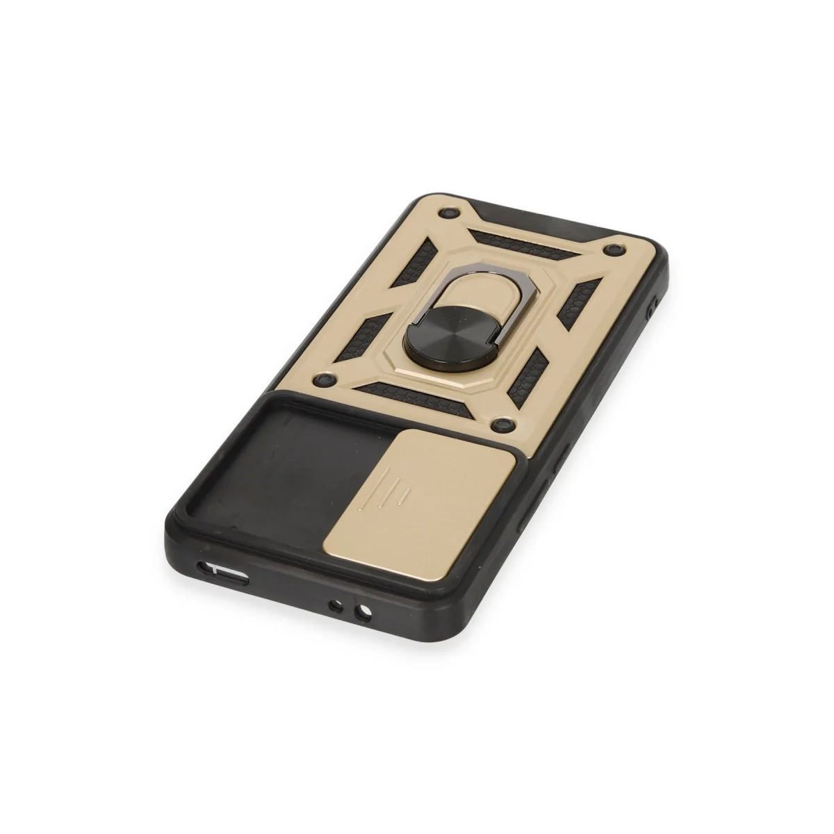 Mi 12T Pro Kılıf - Gold Silikon Lens Korumalı ve Standlı Koruma Kılıfı