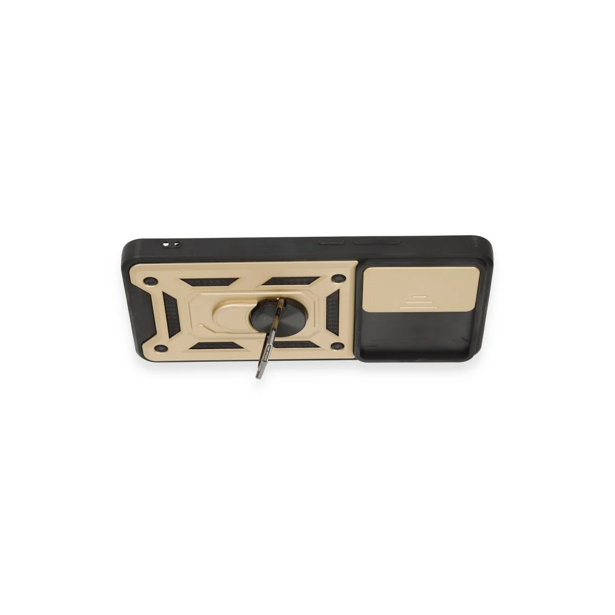 Mi 12T Pro Kılıf - Gold Silikon Lens Korumalı ve Standlı Koruma Kılıfı