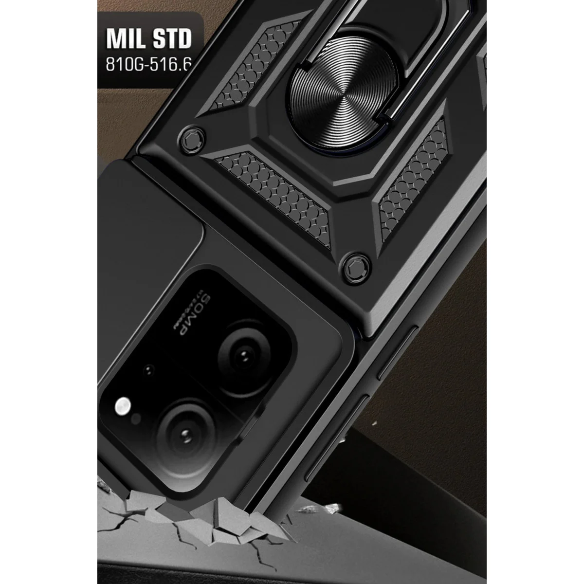 Mi 13T Pro Kılıf Yeşil Silikon Lens Korumalı Metal Halkalı Stand