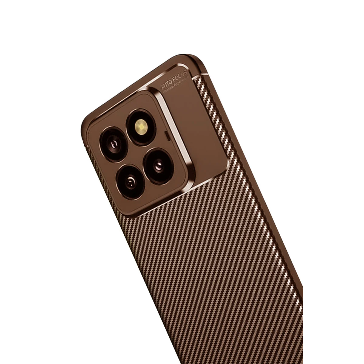 Mi 14T Pro Auto Focus Karbon Kapak - Kahverengi, Parmak İzi Önleyici, Şişirme Kalkanlı Kılıf