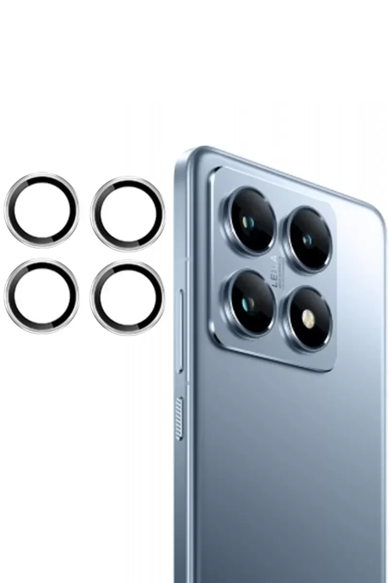 Mi 14T Pro ile Uyumlu PVD Metal Kamera Lens Koruyucu - Gümüş, 9H Sertlik, Anti-Refleksiyon