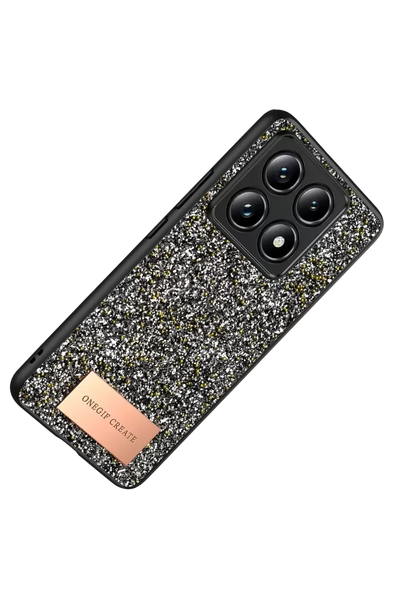 Mi 14T Pro ile Uyumlu Bright Simli Kapak - Gümüş Boncuk İşlemeli Şık Telefon Kılıfı