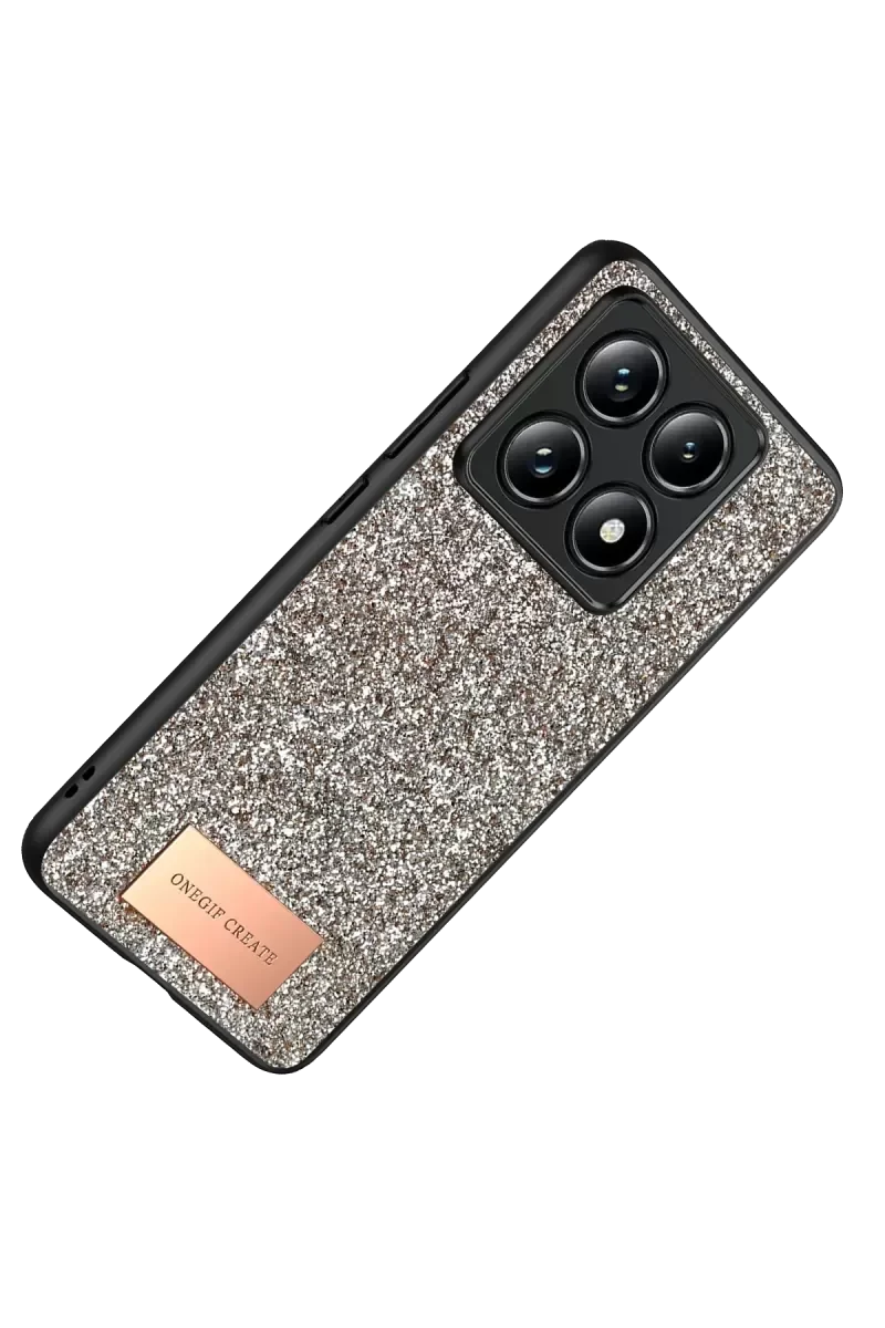 Mi 14T Pro ile Uyumlu Bright Simli Kapak - Gold Boncuk İşlemeli Şık ve Dayanıklı Telefon Kılıfı