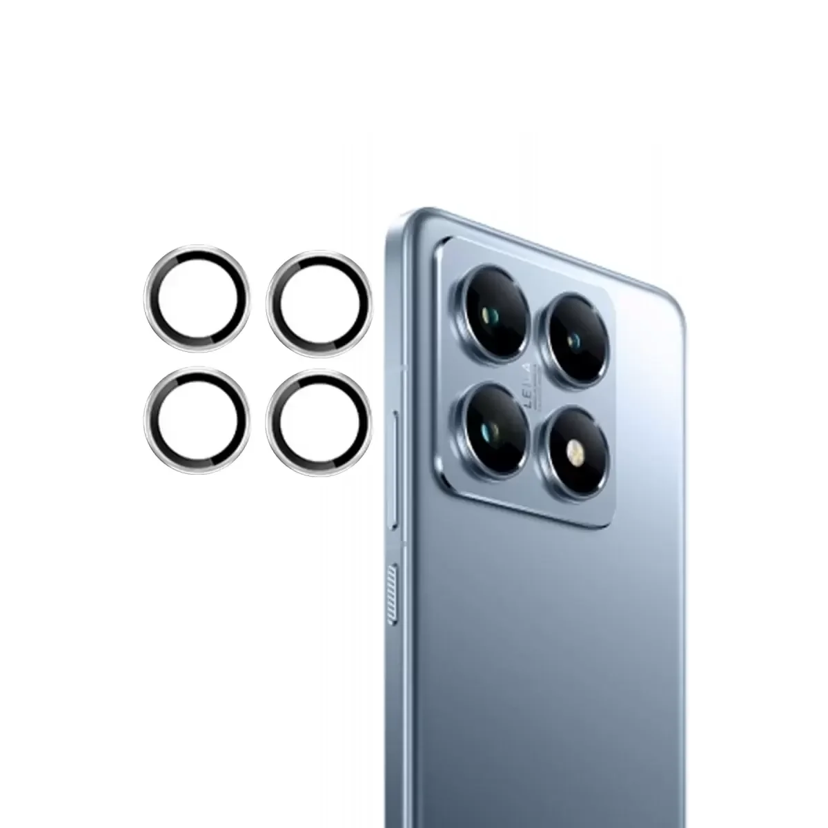 Mi 14T Pro ile Uyumlu PVD Metal Kamera Lens Koruyucu - Gümüş, 9H Sertlik, Anti-Refleksiyon