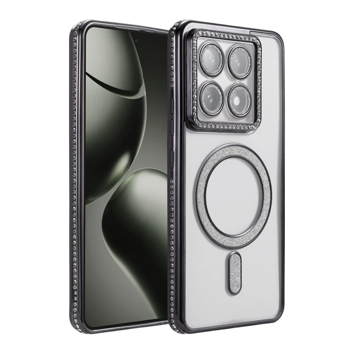 Mi 14T Pro Joke Simli Magneticsafe Kılıf - Siyah (Parlak Elmas Tasarım)