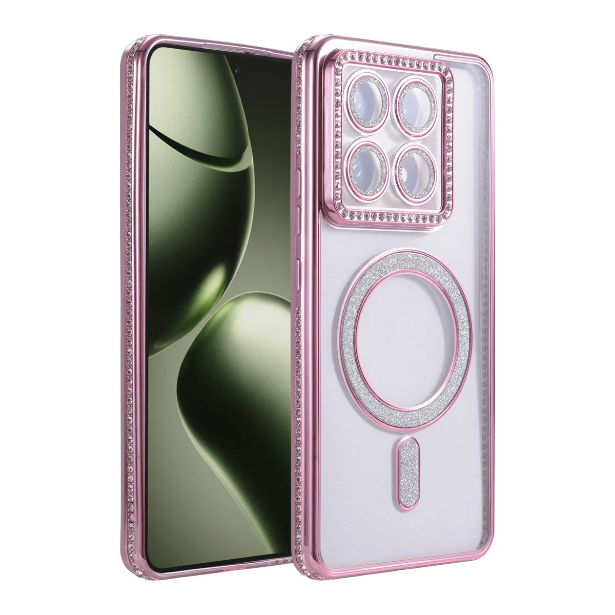 Mi 14T Pro Joke Simli Pembe Kılıf - Parlak Elmas Tasarımlı Magneticsafe Koruma
