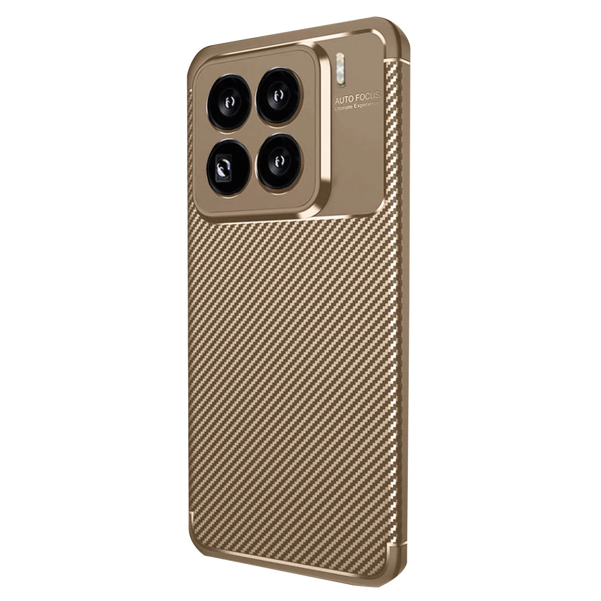 Mi 15 Pro Auto Focus Karbon Kapak - Kahverengi, Estetik ve Düşme Korumalı Kılıf
