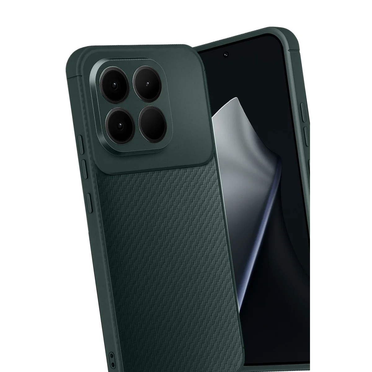 Mi 15T Auto Focus Karbon Kapak Koyu Yeşil - Anti Leke ve Tam Erişimli Koruma Kılıfı