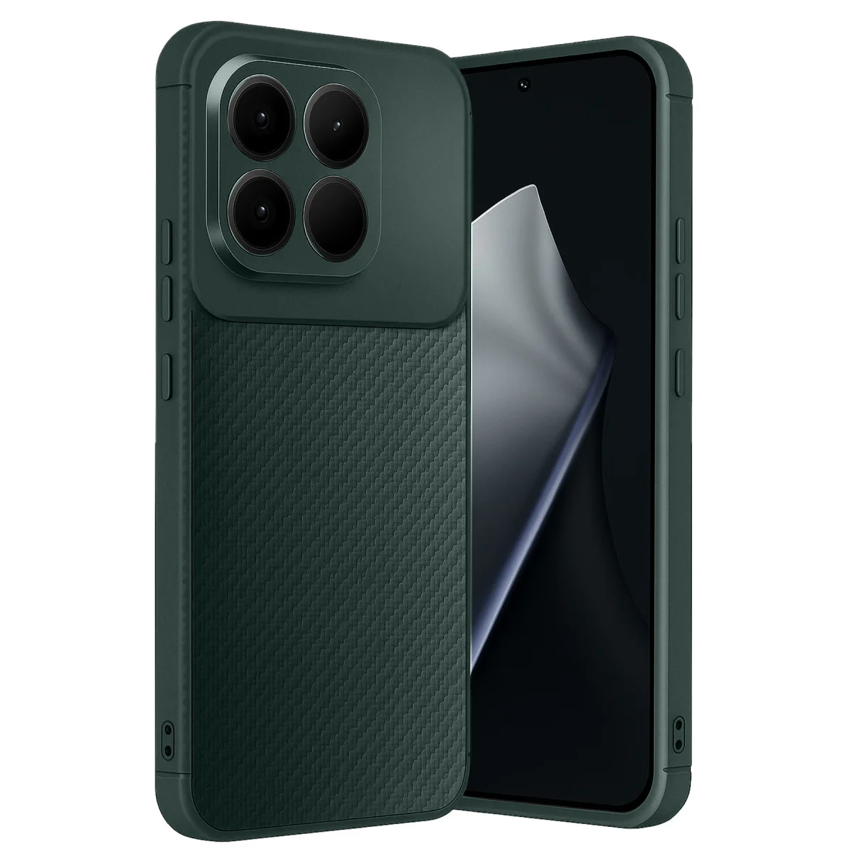 Mi 15T Auto Focus Karbon Kapak Koyu Yeşil - Anti Leke ve Tam Erişimli Koruma Kılıfı