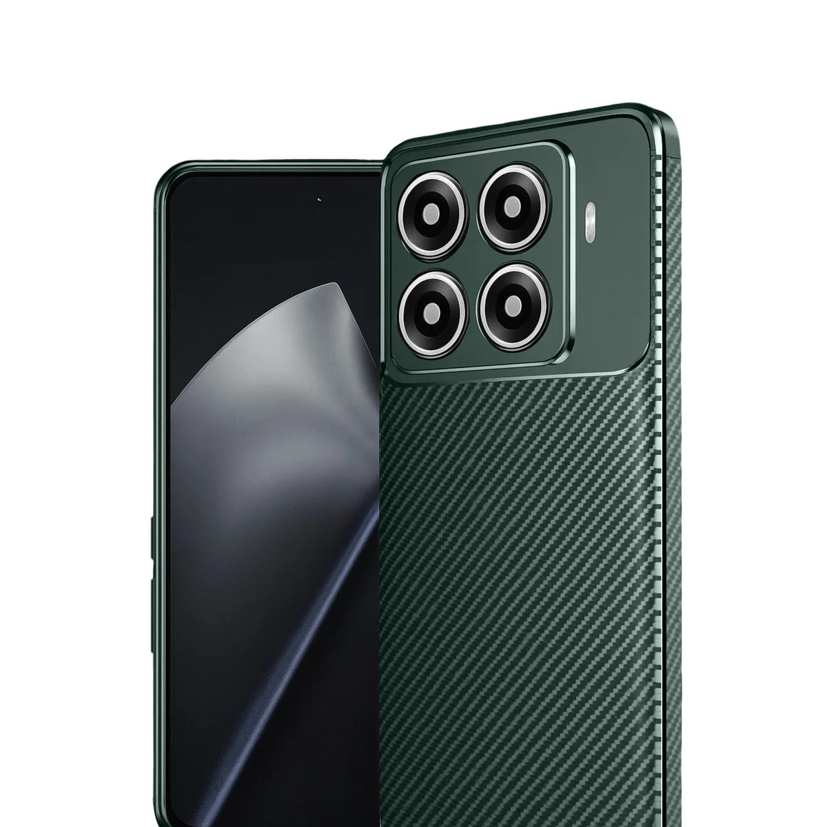 Mi 15T Pro Auto Focus Karbon Fiber Kılıf - Koyu Yeşil, Çizilmelere Karşı Güçlü Koruma ve Parmak İzi Önleyici