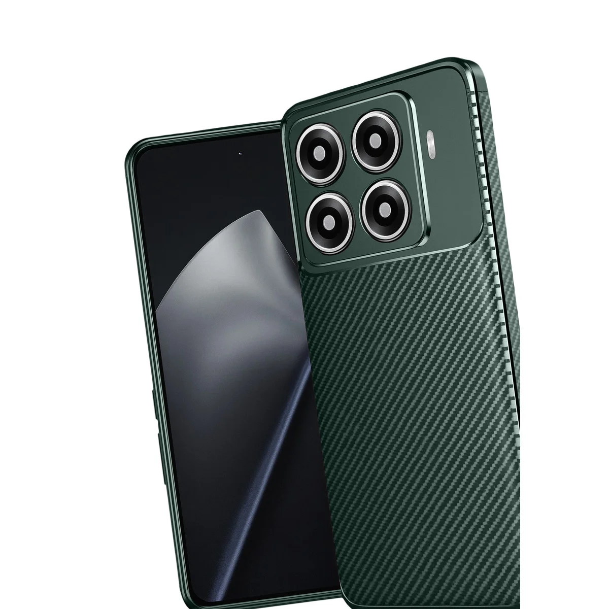 Mi 15T Pro Auto Focus Karbon Fiber Kılıf - Koyu Yeşil, Çizilmelere Karşı Güçlü Koruma ve Parmak İzi Önleyici