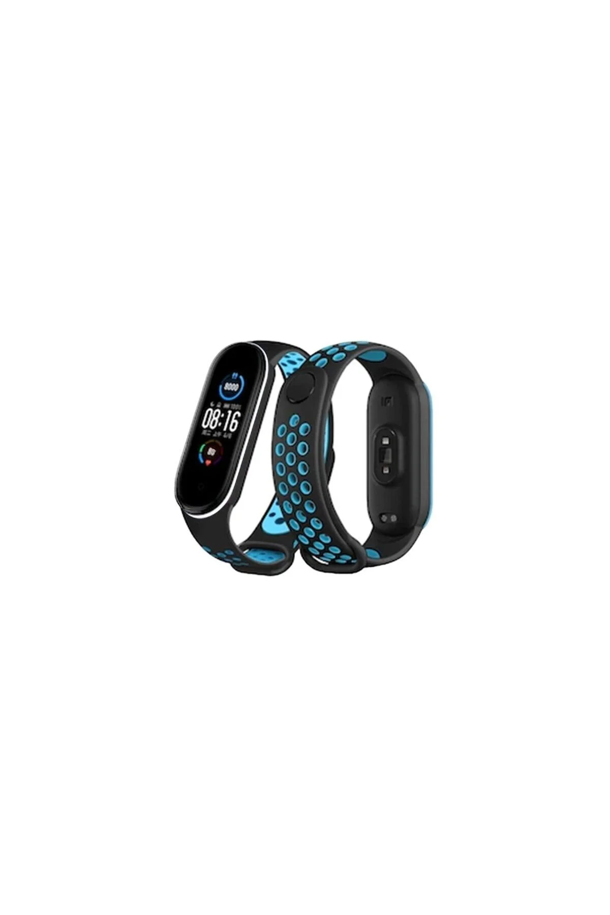 Mi Band 4 Spor Delikli Kordon (Saat Değildir) - Siyah-Turkuaz
