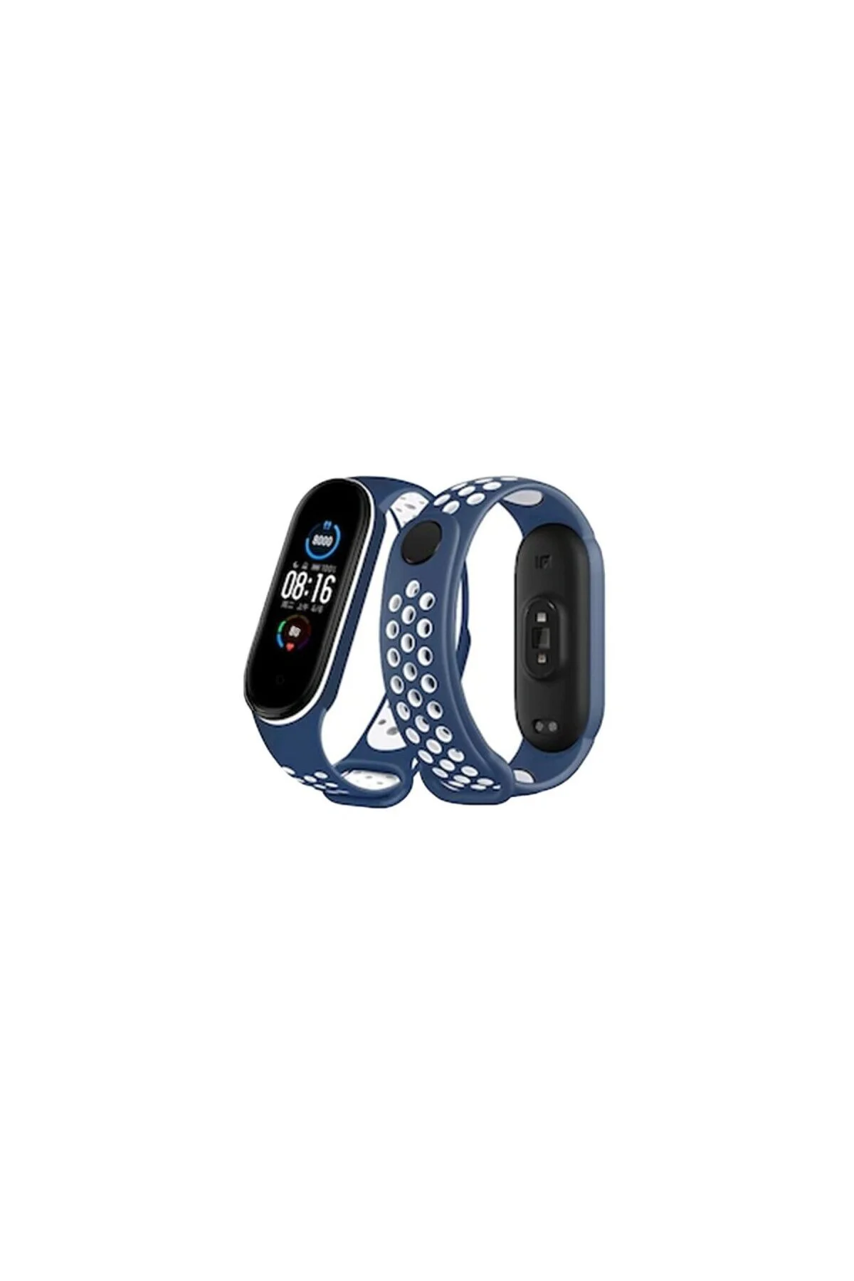 Mi Band 4 Spor Delikli Kordon (Saat Değildir) - Lacivert-Beyaz