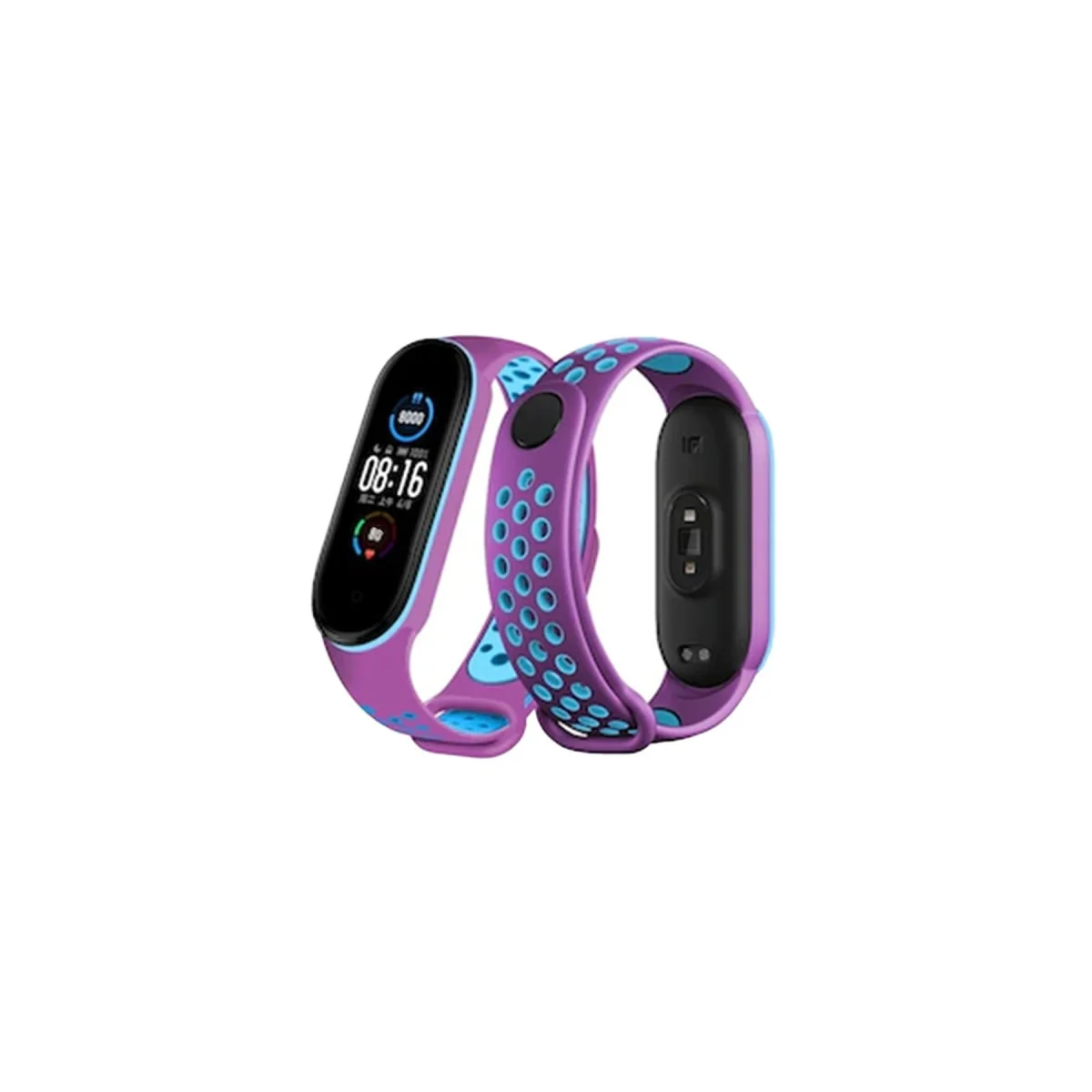 Mi Band 7 Spor Delikli Kordon Mor-Mavi - Dayanıklı ve Rahat Takı Alternatifi