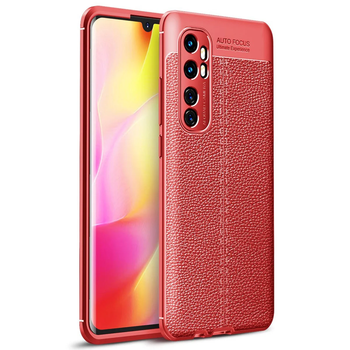 Mi Note 10 Lite Auto Focus Deri Kılıf - Kırmızı