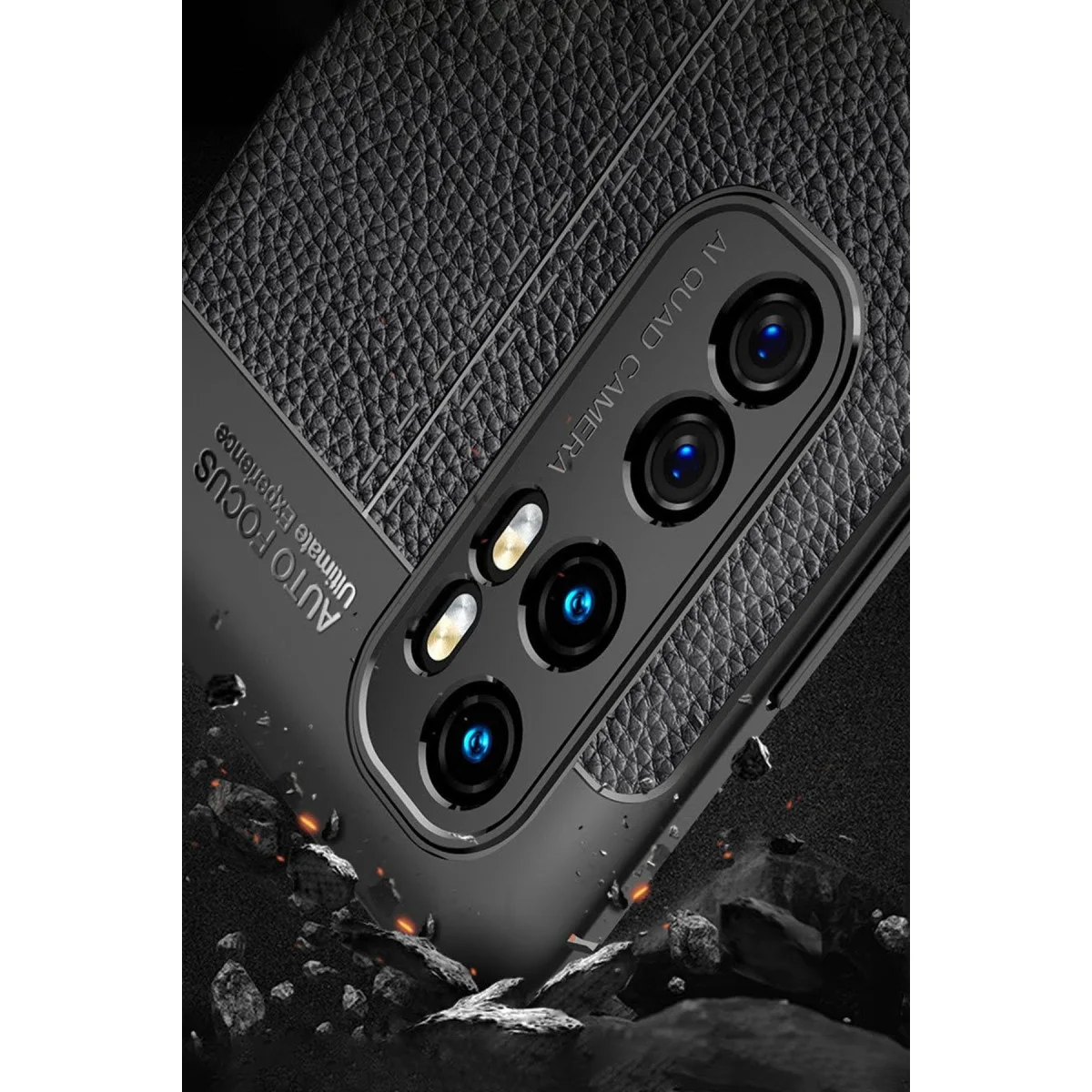 Mi Note 10 Lite Auto Focus Deri Kılıf - Kırmızı