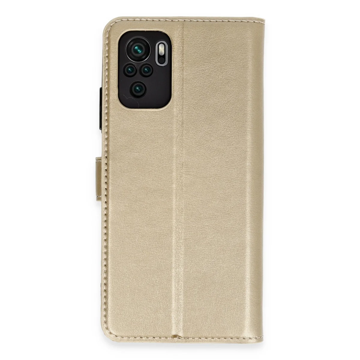 Mi Note 10 Trend S Plus Kapaklı Kılıf - Altın ve Katlanabilir Stand Özelliği