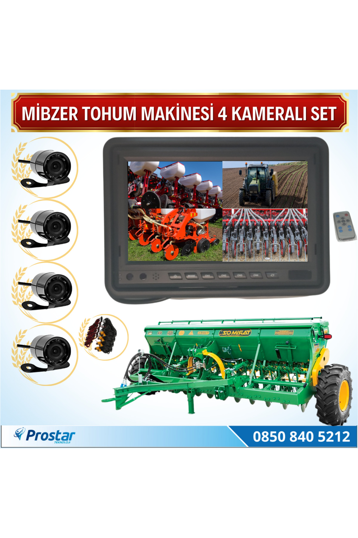 Navistar Mibzer Havalı Tohum Makinesi 4 Kameralı 7 İnç Monitörlü Araç Seti