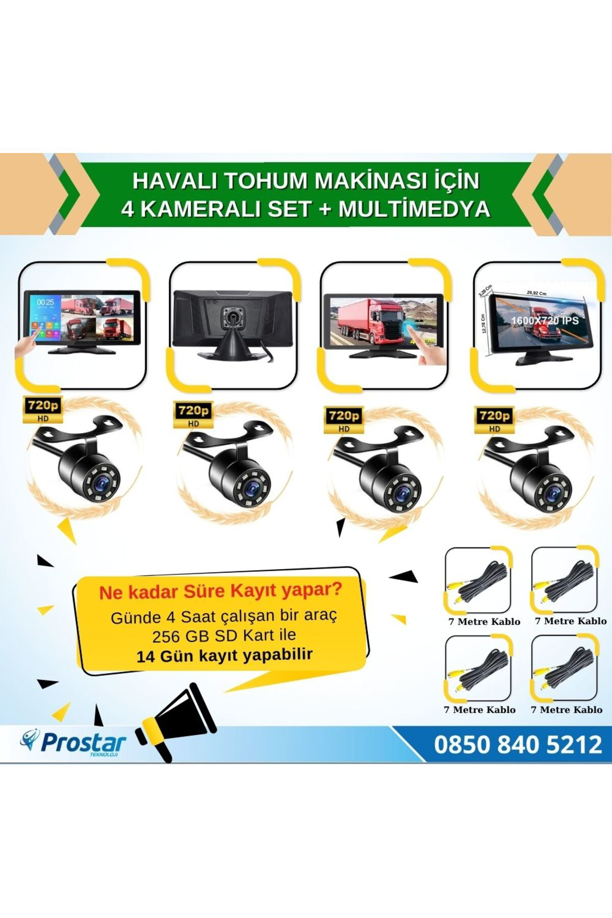 Mibzer için 10.36" Dokunmatik Ekranlı 4 Kameralı AHD 720P Beyaz I Mibzer için 10.36" Dokunmatik Ekranlı 4 Kameralı AHD 720P Beyaz I