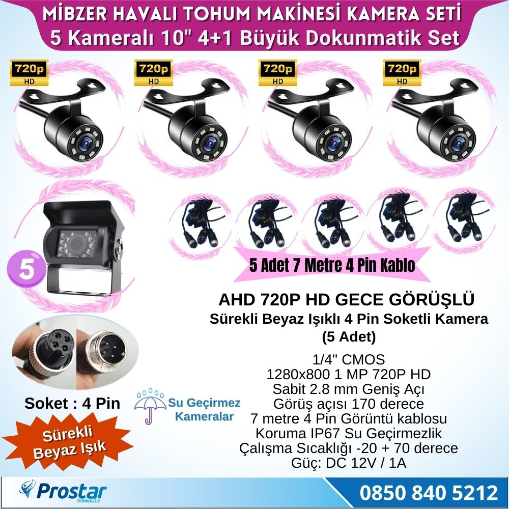 Mibzer için 4+1 Büyük Kameralı 10.36 inç Dokunmatik Monitör Beşe 