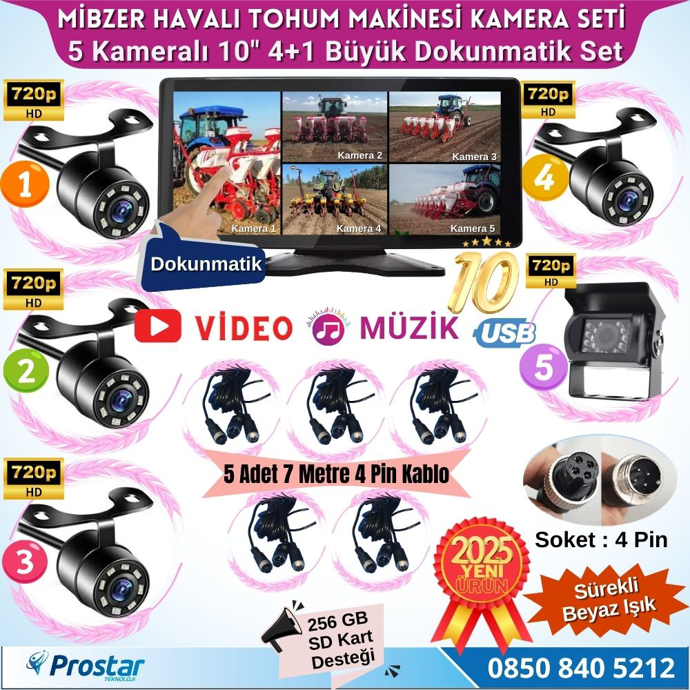 Mibzer için 4+1 Büyük Kameralı 10.36 inç Dokunmatik Monitör Beşe 