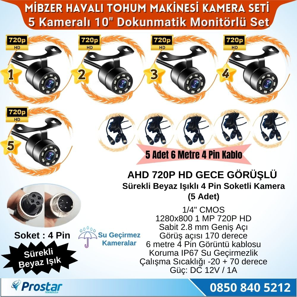 Mibzer için 5 Kameralı 10.36 inç Dokunmatik Monitör Beşe Bölen Ka