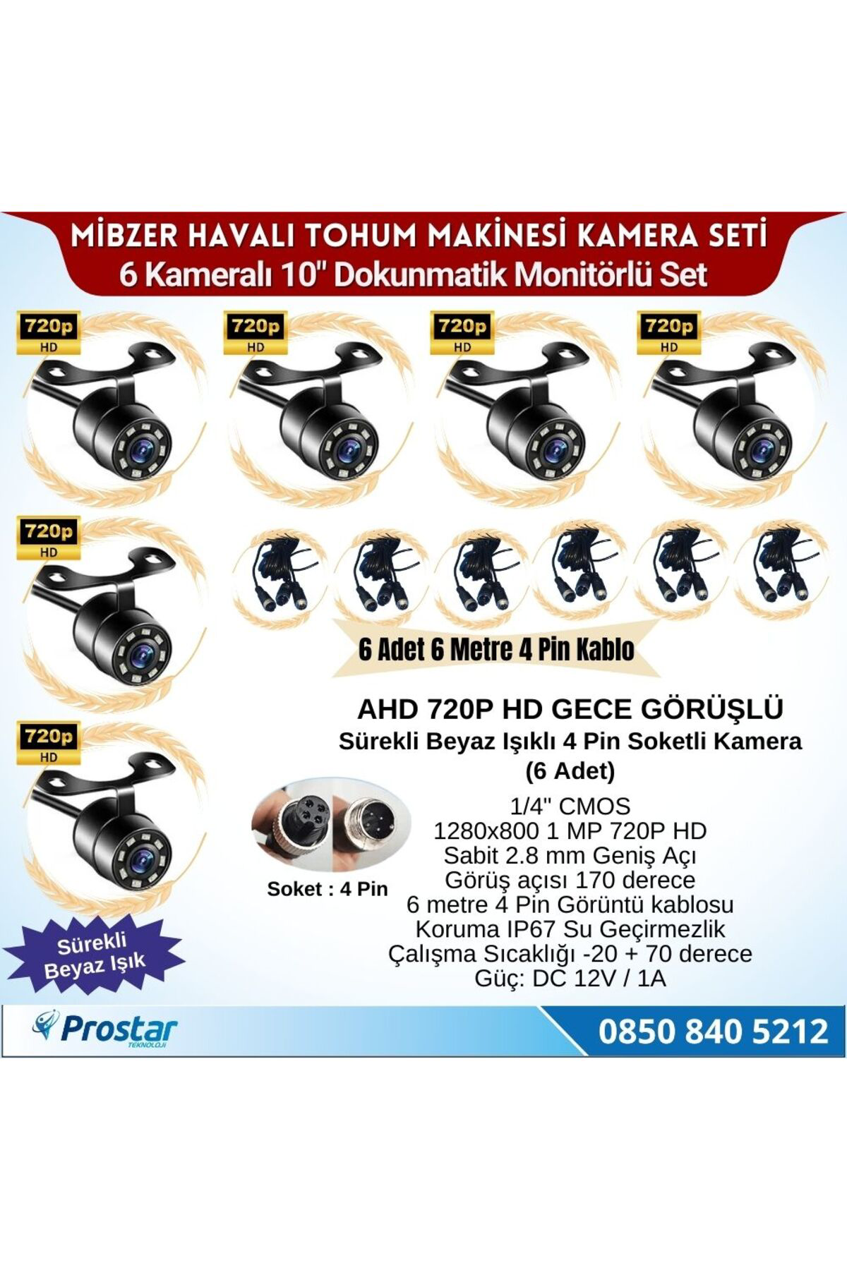 Mibzer Için 6 Kameralı 10 Inç Dokunmatik Monitör Altıya Bölen Kay