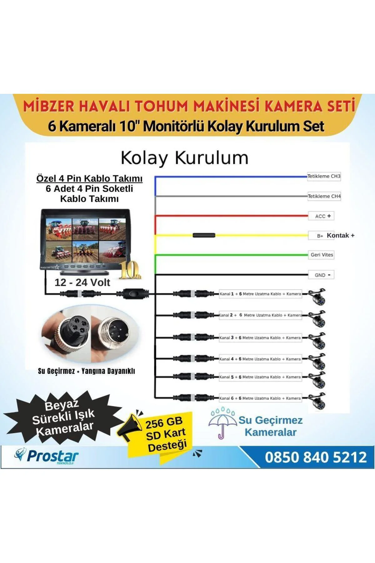 Mibzer Için 6 Kameralı 10 Inç Monitör Altıya Bölen Kayıtlı 256 Gb Mibzer Için 6 Kameralı 10 Inç Monitör Altıya Bölen Kayıtlı 256 Gb