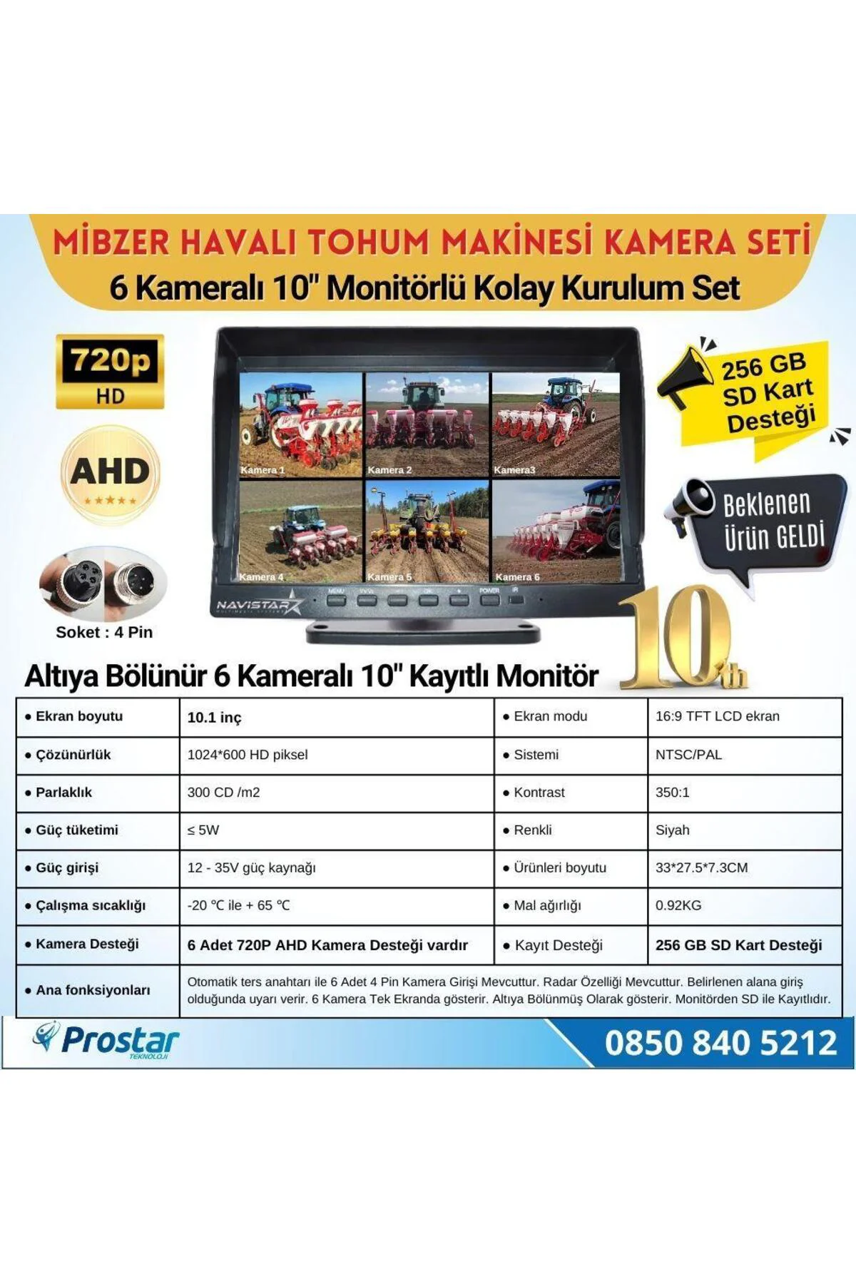 Mibzer Için 6 Kameralı 10 Inç Monitör Altıya Bölen Kayıtlı 256 Gb Mibzer Için 6 Kameralı 10 Inç Monitör Altıya Bölen Kayıtlı 256 Gb