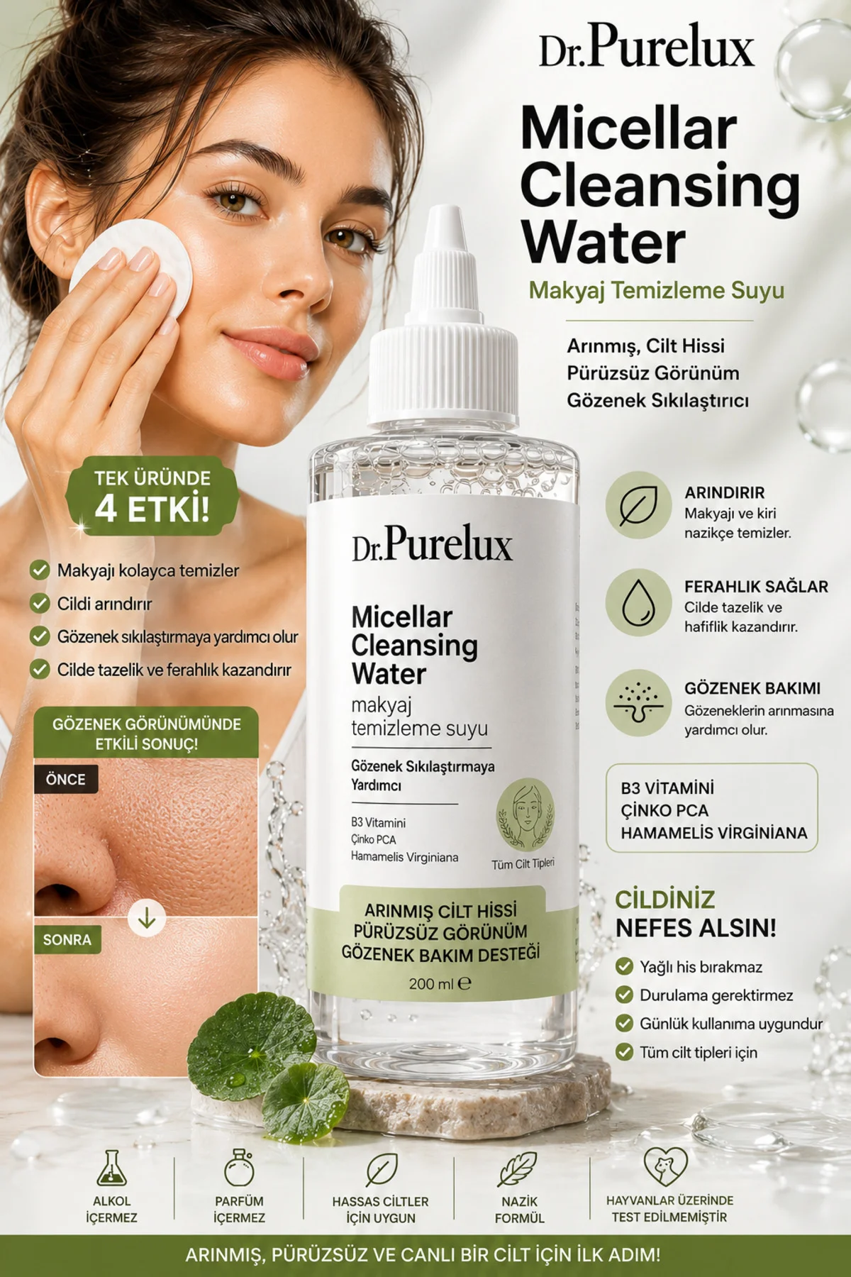 Micellar Cleansing Water Gözenek Sıkılaştırıcı Temizleme Suyu 200