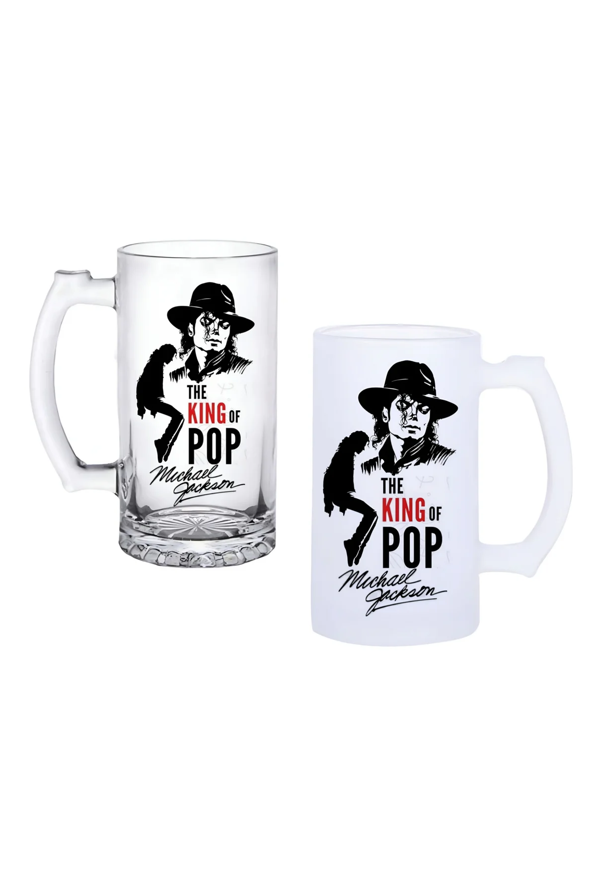 Michael Jackson Kulplu Bira Bardağı Buzlu veya Şeffaf Seçenekli 0161