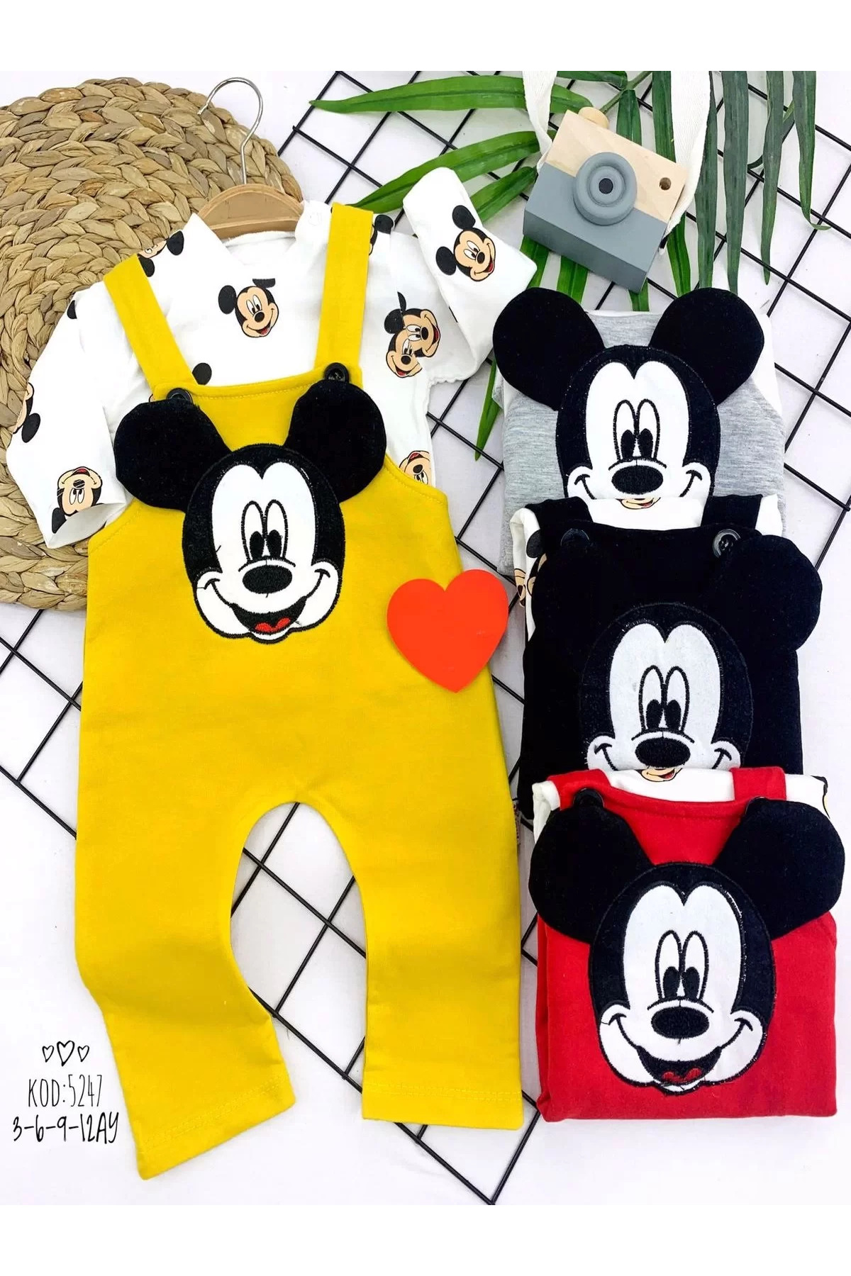 Shop58 Mickey Figürlü Uzun Kollu Baskili Sweatli 2Li Kiz Erkek Bebek Sal