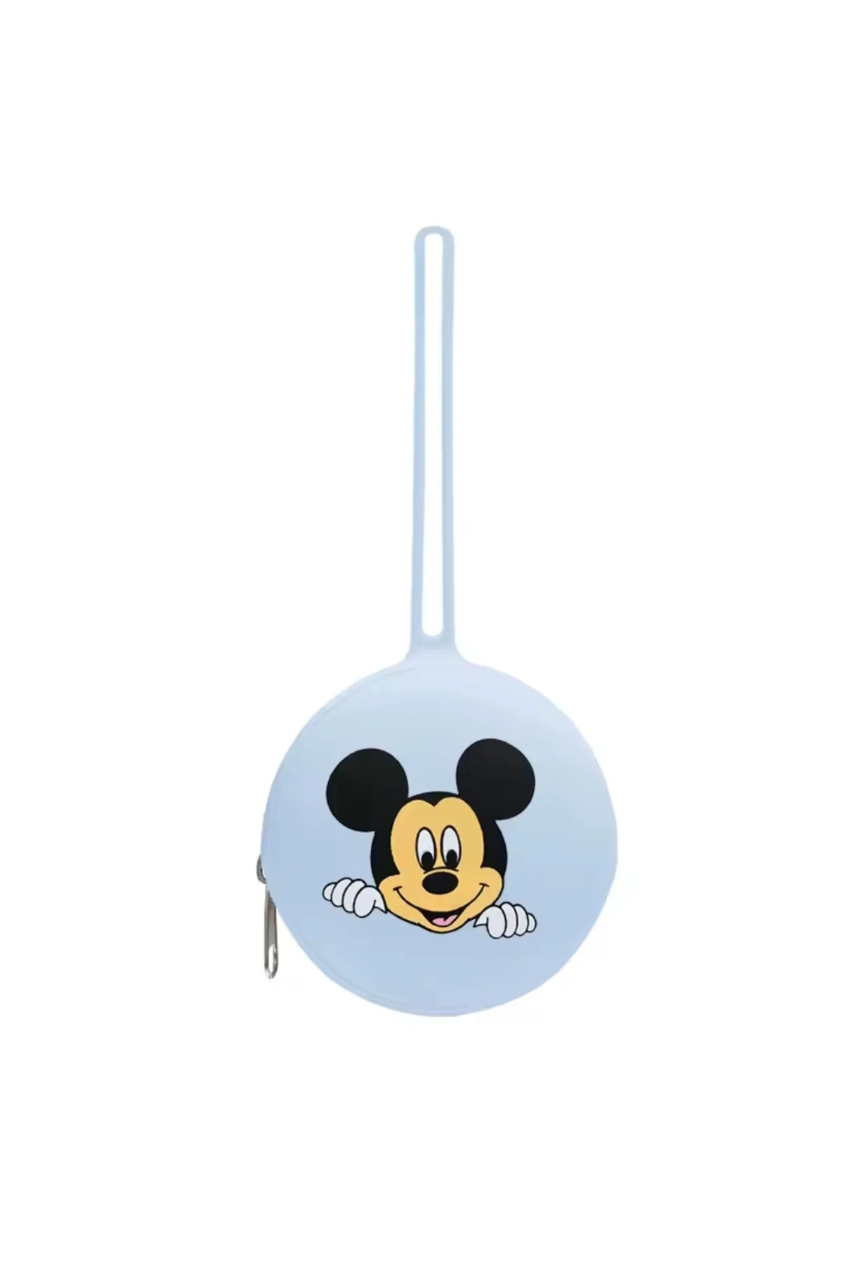 Mickey Mouse Baskılı Silikon Emzik Kutusu - Emzik Saklama Kabı - Hijyenik ve Askılı Tasarım(Mavi)