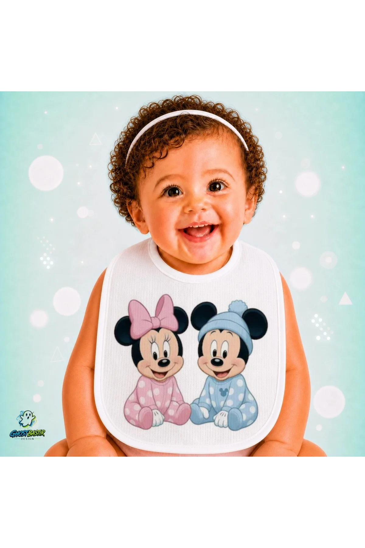 Mickey Mouse Keten Bebek Mama Önlüğü – Yumuşak, Emici, Yıkanabilir, Özel Tasarım P135